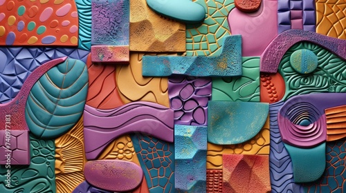 Fototapeta Naklejka Na Ścianę i Meble -  Generative AI, 3D abstract colorful wallpaper background, different textures