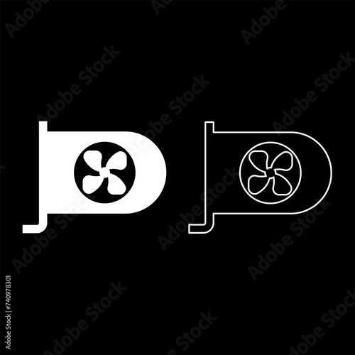Graphic card GPU PC personal computer hardware components set icon white color vector illustration image solid fill outline contour line thin flat style