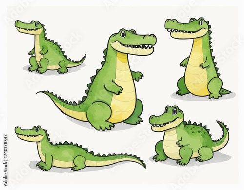 Crocodile kid children's illustration watercolor drawing