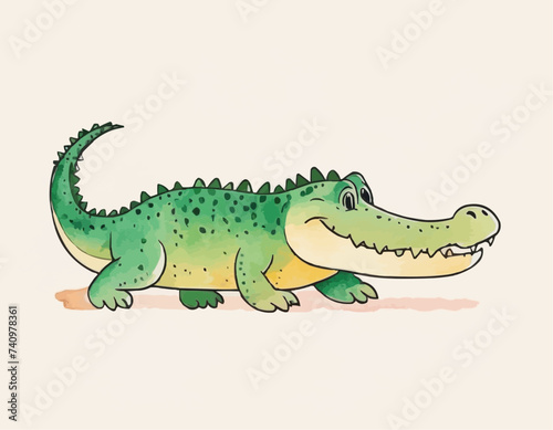 Crocodile kid children s illustration watercolor drawing