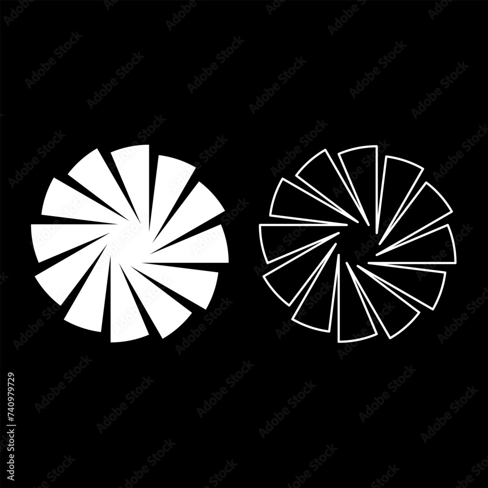 Spiral staircase circular stairs set icon white color vector illustration image solid fill outline contour line thin flat style