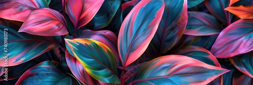 Leaf or plant Cordyline fruticosa leaves colorful vivid tropical nature background.