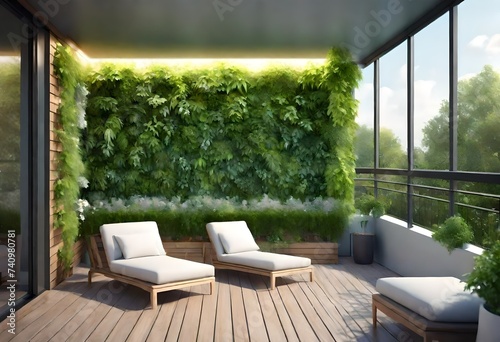 Balcony garden - privacy, pleasure and relaxation in a green environment. AI generated