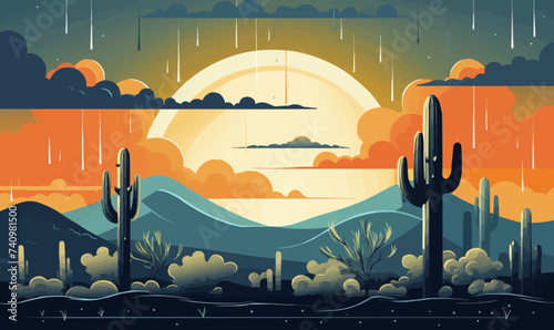 Monsoon Season vector flat minimalistic isolated vector style illustration