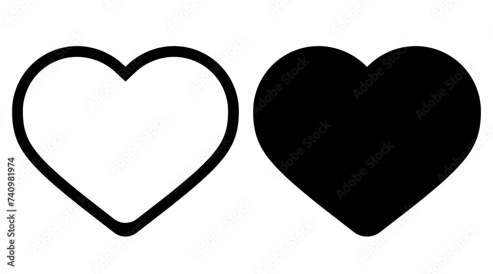 Love Heart, Like rounded line and solid icons Love Heart, Like rounded line and solid icons