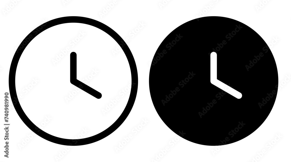 Clock rounded solid and line icons Clock rounded solid and line icons