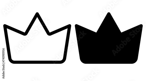 Crown rounded solid and line icons