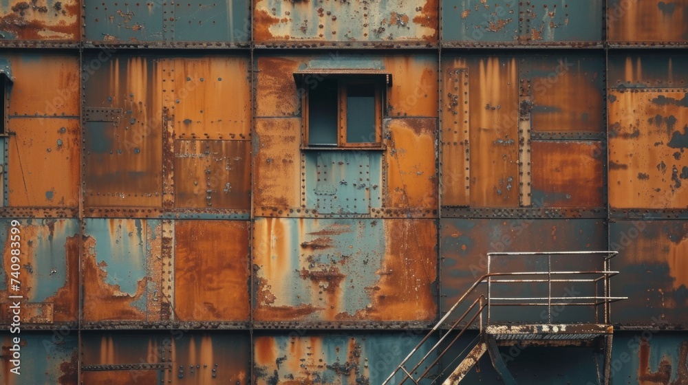 Naklejka premium Closeup metal door with lock in grungy style and good texture