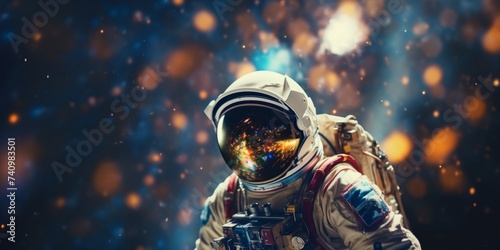 astronaut in a spacesuit in outer space Generative AI photo