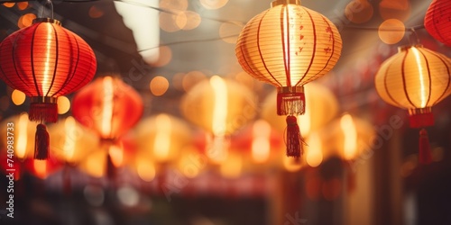 asian holiday lanterns Generative AI photo
