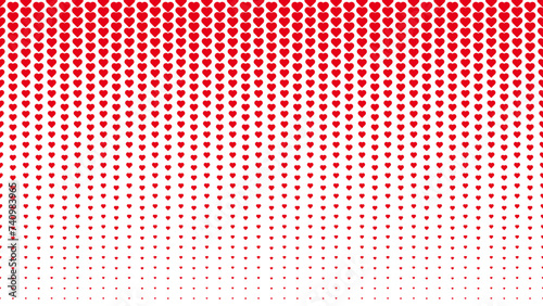Red heart halftone pattern background. Blended hearts wallpaper.