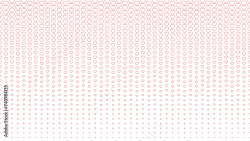 Red heart halftone pattern background. Blended hearts shape wallpaper.
