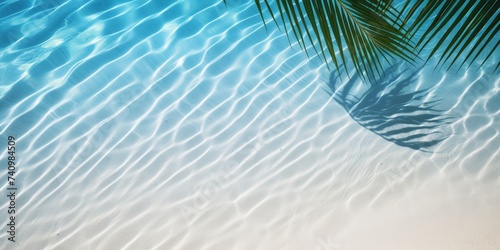 palm leaves on the water top view tropics Generative AI © València