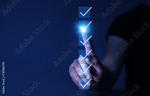 Business productivity checklist and filling survey form online.Fast checklist and clipboard task management. photo