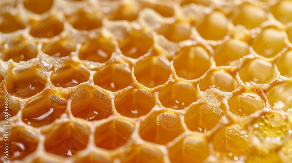 Background texture and pattern of wax honeycomb from a bee hive filled with golden honey. Background texture and pattern of wax honeycomb from a bee hive filled with golden honey.