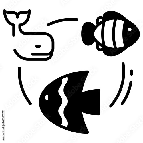 Fish-Ichthyology glyph and line vector illustration