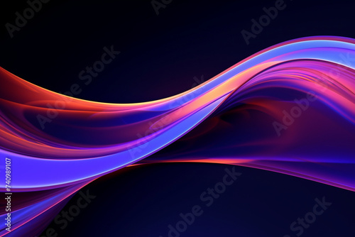 3d render, colorful background with abstract shape glowing in ultraviolet spectrum, curvy neon lines. Futuristic energy concept