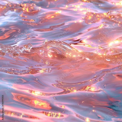 Colorful water. Modern holographic style. Photo art
