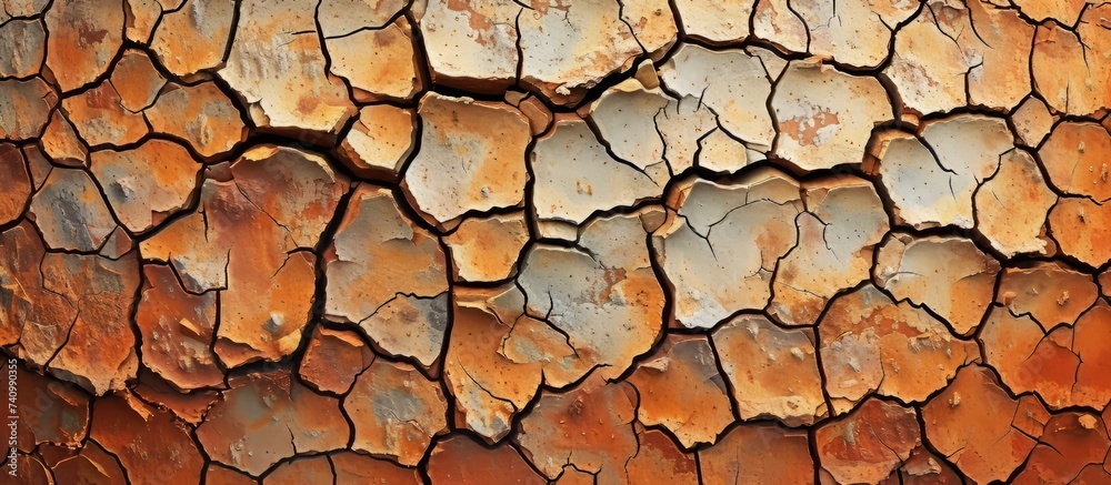 Eroded and Cracked Wall with Rusted Surface Detail Background Texture