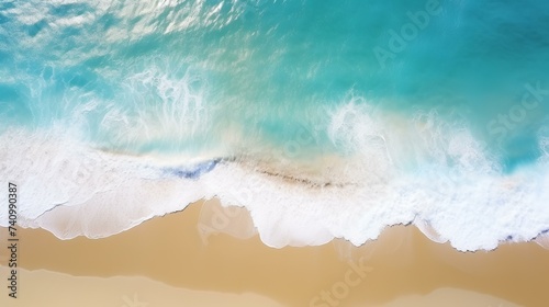 Aerial Picture of Ocean Waves and Sandy Beach  