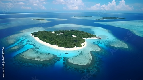 Aerial View of Maldives Atoll Island