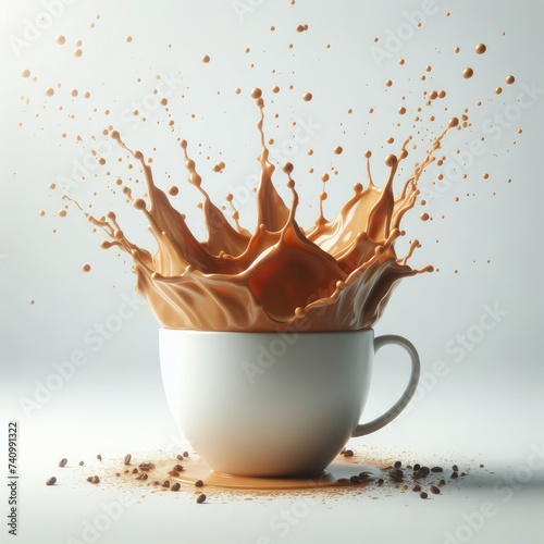 Mocha Melody  3D Coffee Splash - Harmony of Design Unleashed with the Melodious Power of Coffee  Isolated Brilliance