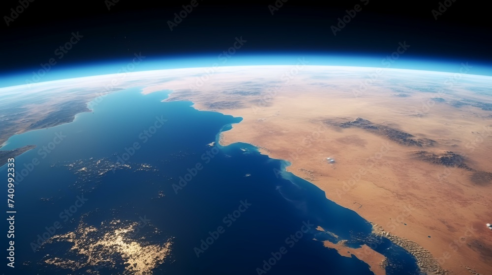 Aerial View of Nile River, Red Sea, and Mediterranean

