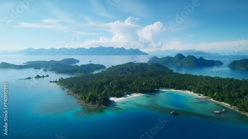 Aerial View of Tropical Borneo Island  Bohey Dulang  