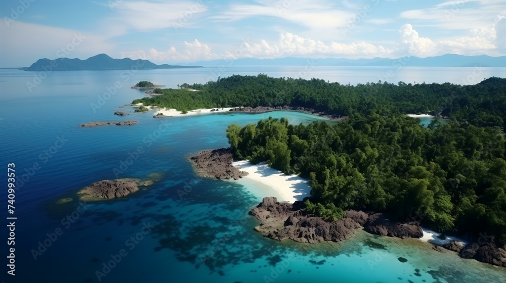 Aerial View of Tropical Borneo Island: Bohey Dulang

