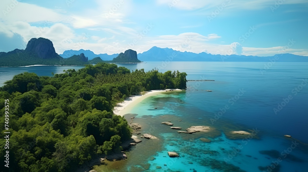 Aerial View of Tropical Borneo Island: Bohey Dulang

