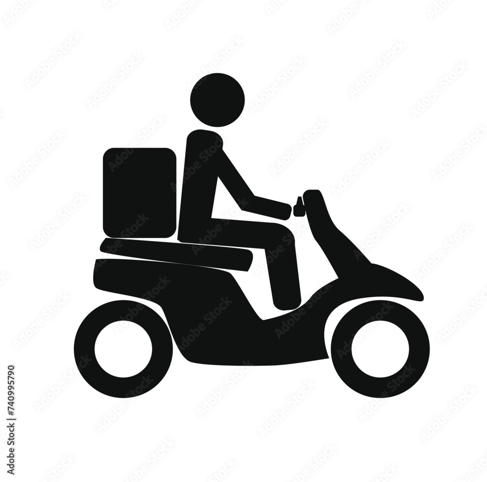 man icon on motorcycle on white background man icon on motorcycle on white background