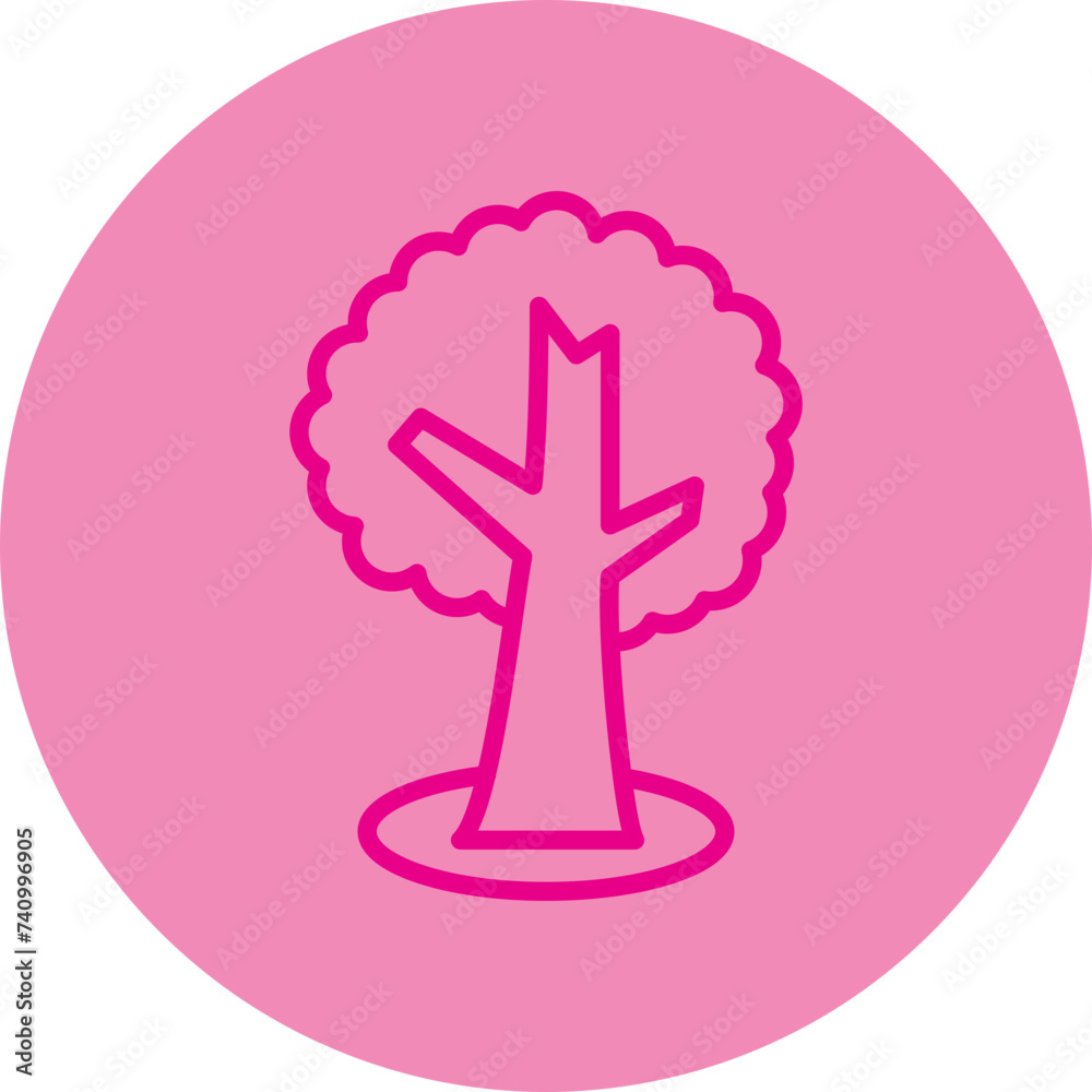 Tree Pink Line Circle Icon