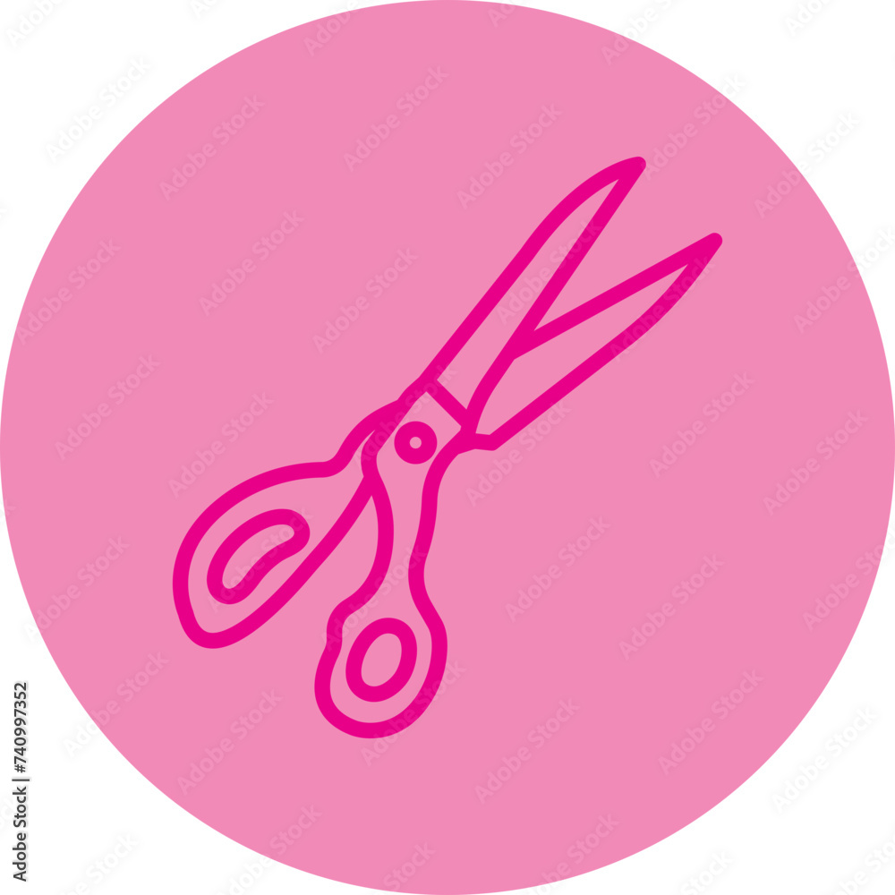 Scissors Pink Line Circle Icon Scissors Pink Line Circle Icon