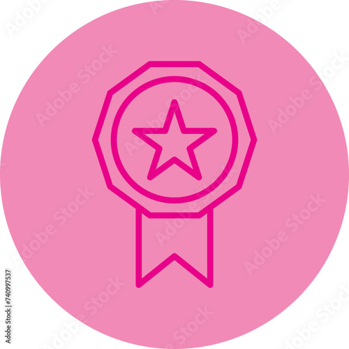 Ribbon Pink Line Circle Icon