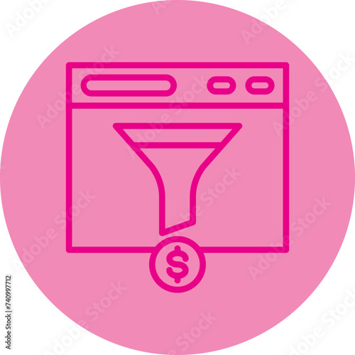 Conversion  Pink Line Circle Icon