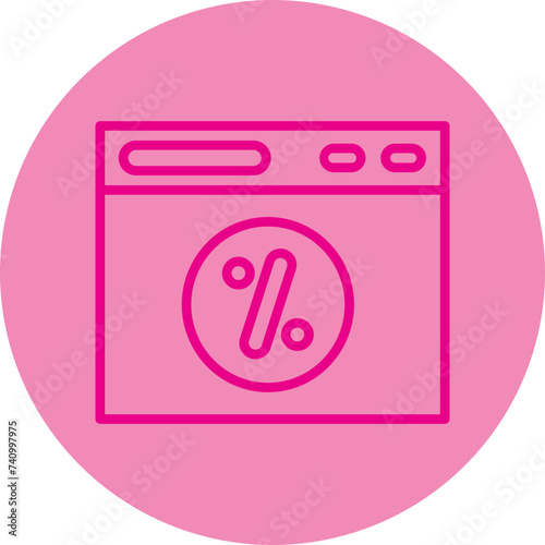 Click Through Rate  Pink Line Circle Icon
