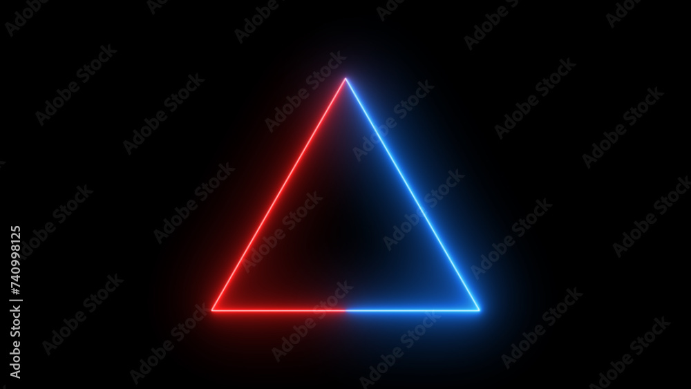 neon line triangle frame animation. Neon light triangle border animation on black background. neon line triangle frame animation. Neon light triangle border animation on black background.