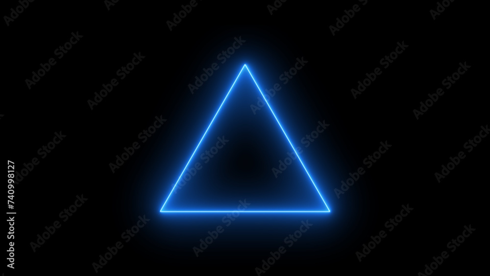 neon line triangle frame animation. Neon light triangle border animation on black background. neon line triangle frame animation. Neon light triangle border animation on black background.