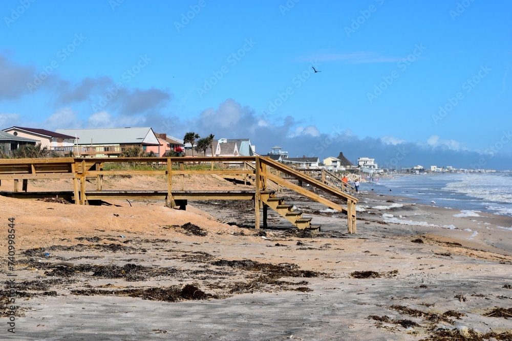 Ocean beach debris caused by a hurricane at North Beach Florida.