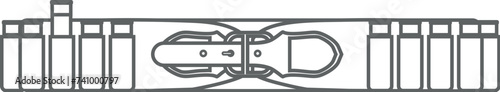 Hunting Bandolier Belt with Cartridges Isolated Outline Icon in Flat Style. Vector Illustration.