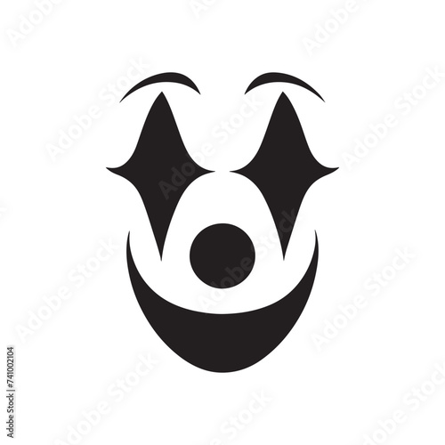 Shadows of Laughter: Clown Face Silhouette Glimpse of Whimsy Silhouetted Clown Playful Darkness Clown's Silhouette Grin.
