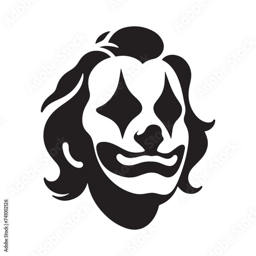 Shadows of Laughter: Clown Face Silhouette Glimpse of Whimsy Silhouetted Clown Playful Darkness Clown's Silhouette Grin.