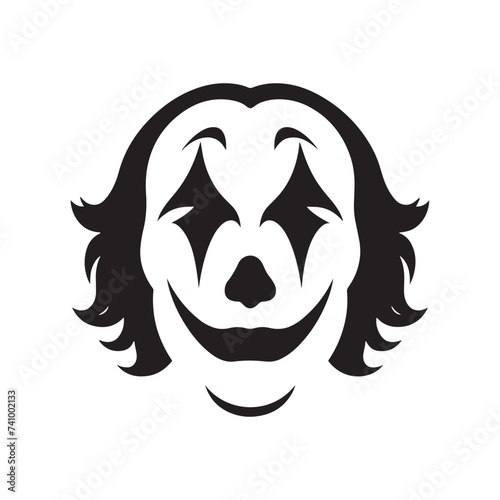 Shadows of Laughter: Clown Face Silhouette Glimpse of Whimsy Silhouetted Clown Playful Darkness Clown's Silhouette Grin.