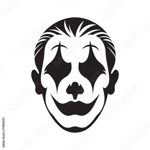 Shadows of Laughter: Clown Face Silhouette Glimpse of Whimsy Silhouetted Clown Playful Darkness Clown's Silhouette Grin.