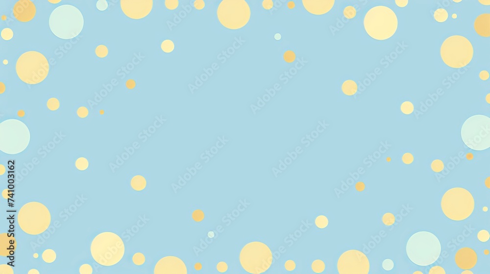 Soft Pastel Baby Blue Background with Yellow Polka Dot Border