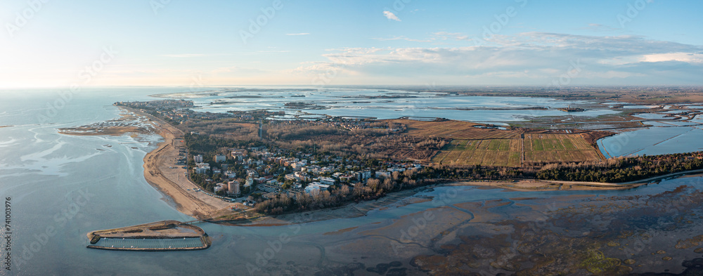 Panoramic Drone photo of Grado Peninsula, Gorizia Province, Friuli Venezia Giulia region, Italy