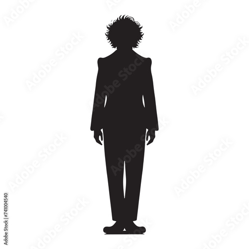 Silhouetted Clown: Full Body Fun,Whimsical Shadows Clown's Full Figure, Playful Darkness Silhouetted Clown in Motion.