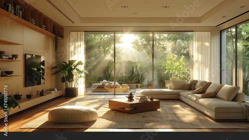 Natural tones bring warmth and harmony to living room inviting design