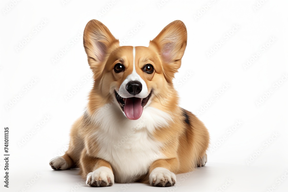 Welsh corgi breed dog sitting on a white background