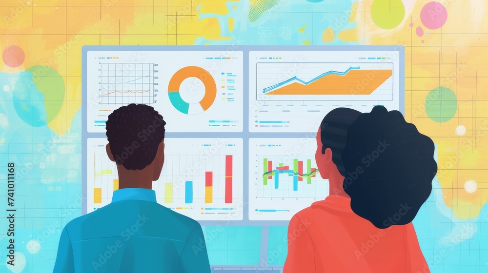 multicultural two people in front of a monitor that has graphs on it
multicultural two people in front of a monitor that has graphs on it